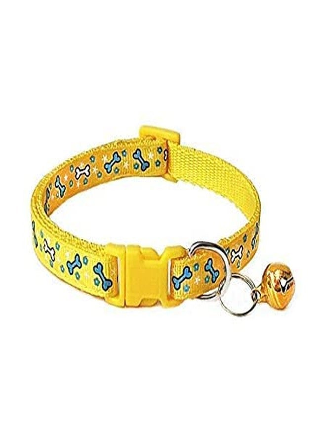 KittuPet طوق كيتو بيت للحيوانات الأليفة (كلاب وقطط) مزود بإبزيم أمان وحلقة رقبة كبيرة على شكل جرس، مزين بطبعة عظام لطيفة، قابل للتعديل، قد يختلف اللون، عبوة من قطعة واحدة - Image 4